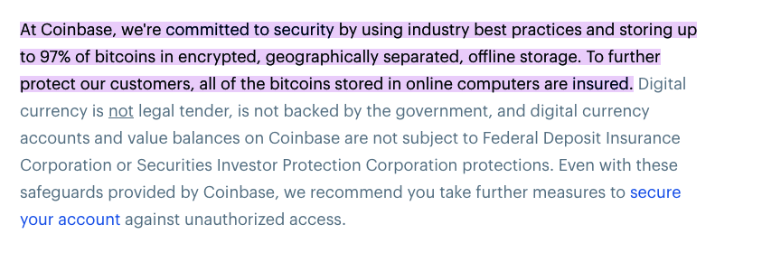 Coinbase's security info