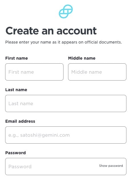 Create an account with Gemini