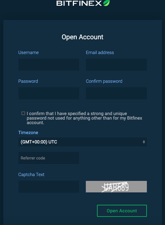 Bitfinex open account 