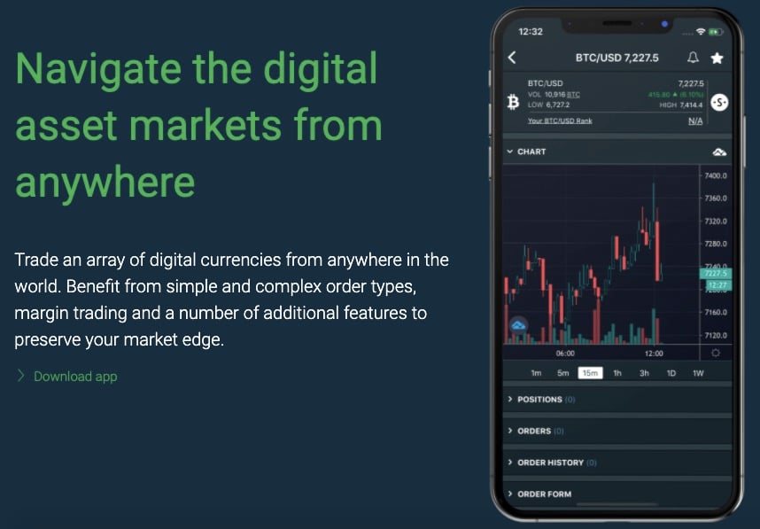 Bitfinex mobile app screenshot
