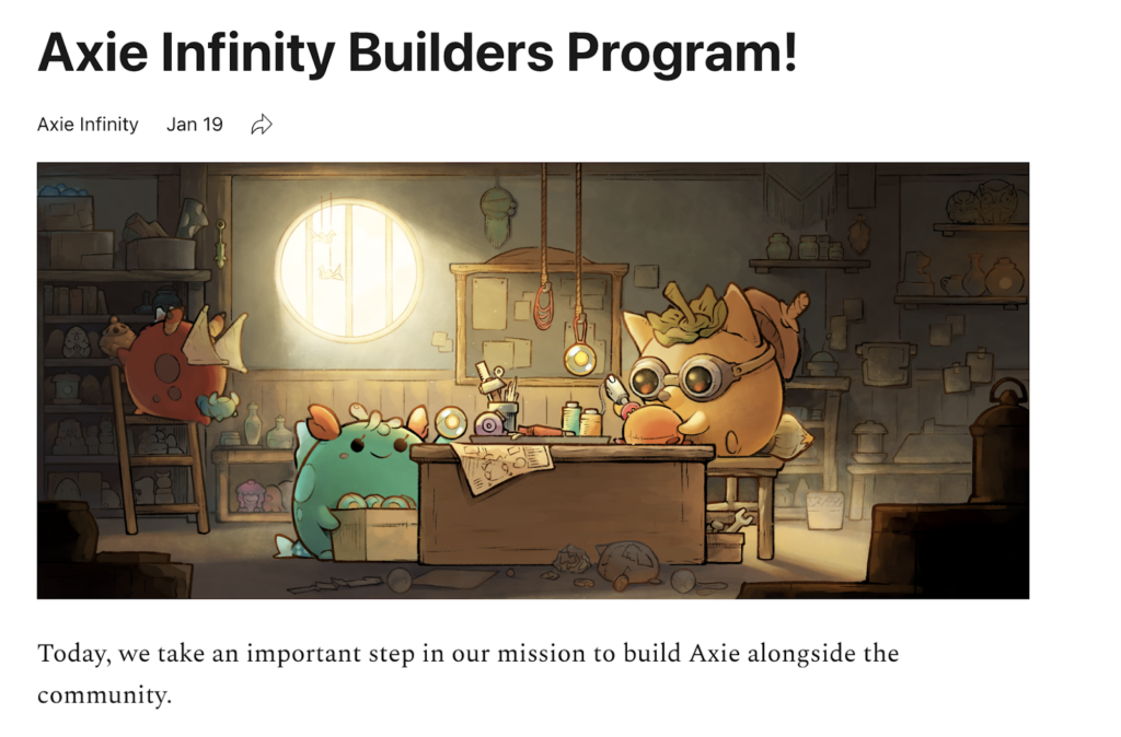 axie infinity builders program metaverse development